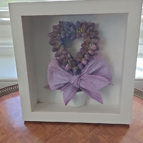 Other - Purple Heart-Shaped Floral Display in Shadow Box